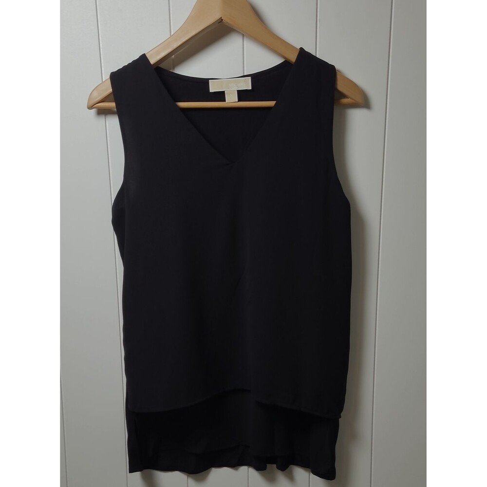 Michael Kors Women's Tiered Top Small Black Sleeveless  Layer Minimalist